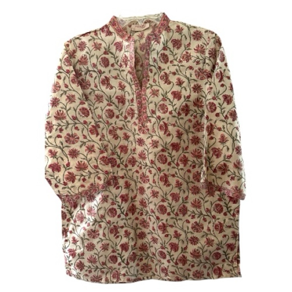 Raw silk NWOTmhand block printed tunic